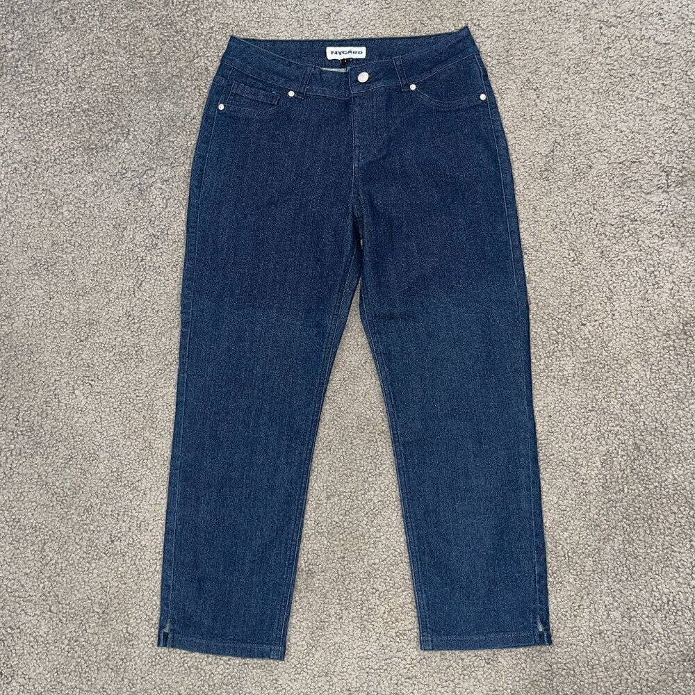 NYGARD Dark Wash Ankle Length Denim Blue Jeans with Slit Hems - NWOT - Size 8